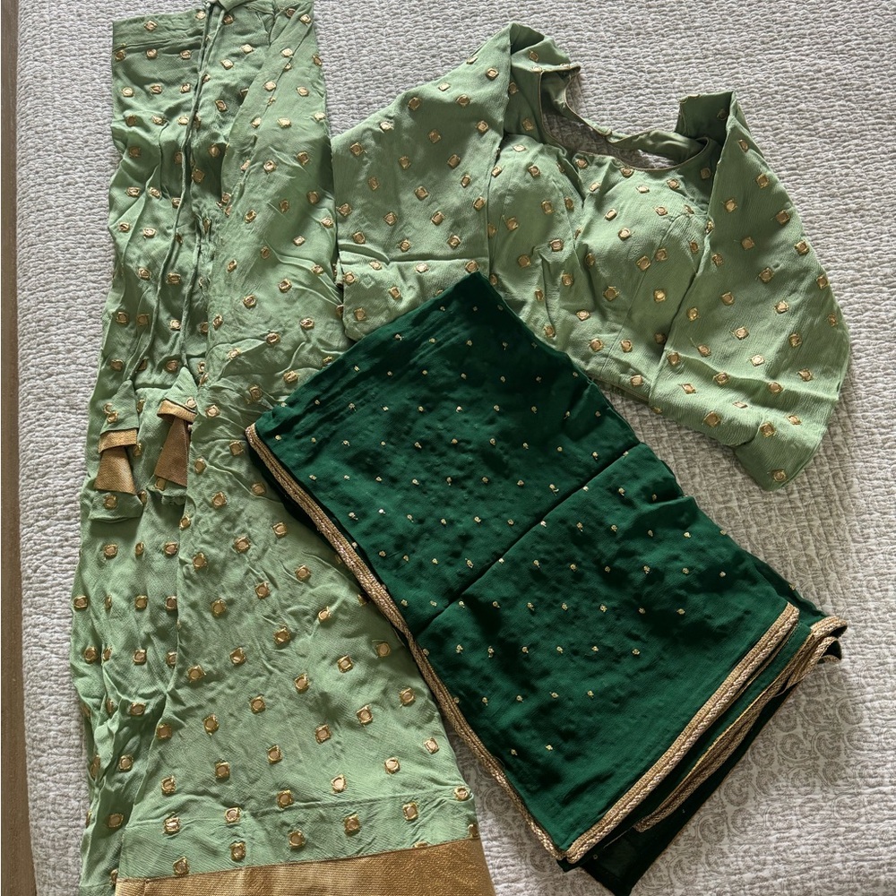 Green Embroidered Traditional lengha Outfit